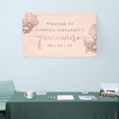 Roos Gold Foil Masquerade Quinceañera Welkom Spandoek (Beurs)