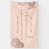 Roos Gold Foil Masquerade Quinceañera Welkom Spandoek (Verticaal)