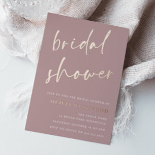 Roos Gold Foil Mauve Dusty Pink Rose Vrijgezellenf Folie Uitnodiging