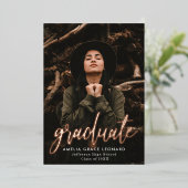 Roos Gold Foil met scripts Fotogradatie Party Folie Uitnodiging (Staand Voorkant)