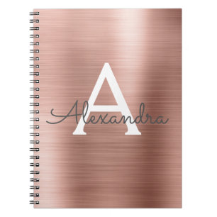 Roos Gold Foil Metallic Metal Monogram Notebook Notitieboek