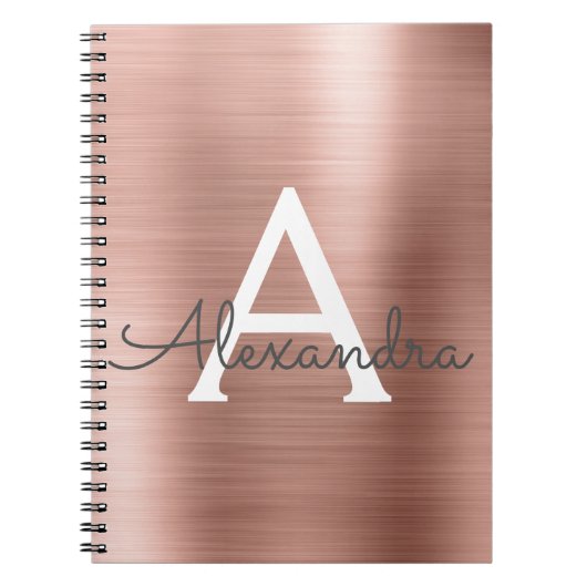 Roos Gold Foil Metallic Metallic Monogram Notitieb Notitieboek (Voorkant)
