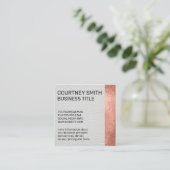 Roos Gold Foil Metallic Trim White Leather Vierkante Visitekaartje (Staand voorkant)