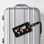 Roos Gold Foil Metallic Wereldkaart Bagage Bagagelabel<br><div class="desc">Dit ontwerp is gemaakt met behulp van digitale kunst. Het kan in het gebied worden aangepast door de klik aan te passen en de naam, initialen of woorden aan te passen. U kunt de tekstkleur en de stijl ook veranderen of de tekst voor een slechts ontwerp van het afbeelding schrappen....</div>