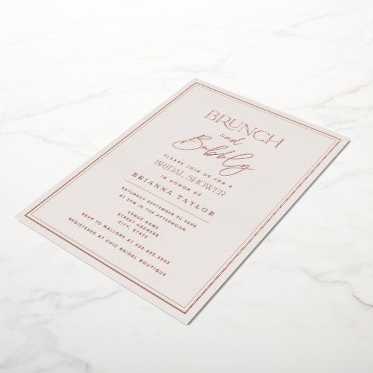 Roos Gold Foil Minimalist Elegant Vrijgezellenfees Folie Uitnodiging (Gedraaid)