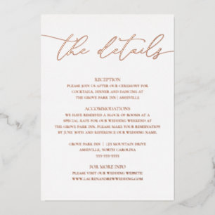 Roos Gold Foil Minimalist Wedding Enclosure Kaart