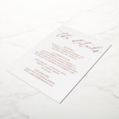 Roos Gold Foil Minimalist Wedding Enclosure Kaart (Gedraaid)