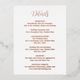 Roos Gold Foil Modern Wedding Enclosure Kaart