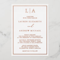 Roos Gold Foil Monogram Border Minimalist Weddensc