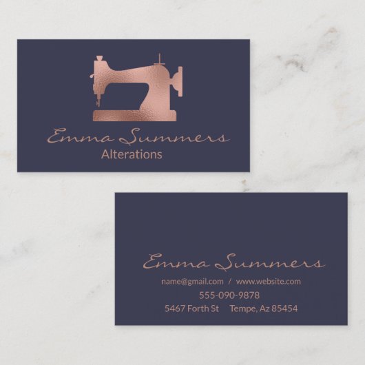 Roos Gold Foil naaimachines Visitekaartje (Voorkant / Achterkant)