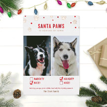 Roos Gold Foil Naughty of Nice Two Dog Photo Card
