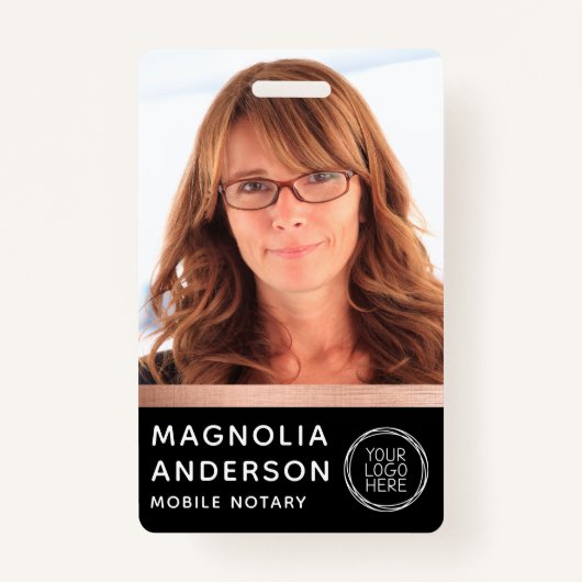 Roos Gold Foil Noteerbaar Foto Barcode Logo Badge (Voorkant)