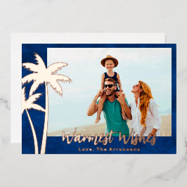 Roos Gold Foil Palm Tree-kerstkaart Folie Feestdagenkaart