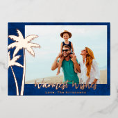 Roos Gold Foil Palm Tree-kerstkaart Folie Feestdagenkaart (Voorkant)