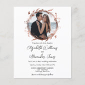 Roos Gold Foil Photo Budget Wedding Invitting (Voorkant)