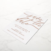 Roos Gold Foil Photo Weddenschap Save the Date Folie Uitnodiging (Gedraaid)