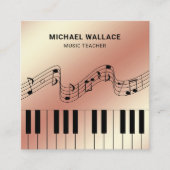 Roos Gold Foil Piano-toetsenbord Musicus Pianist Vierkante Visitekaartje (Voorkant)