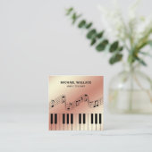 Roos Gold Foil Piano-toetsenbord Musicus Pianist Vierkante Visitekaartje (Staand voorkant)