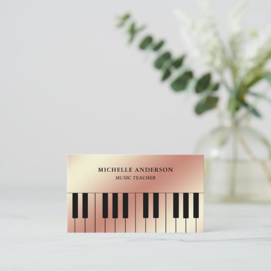 Roos Gold Foil Piano Toetsenbord Muzikant Pianist Visitekaartje (Staand voorkant)