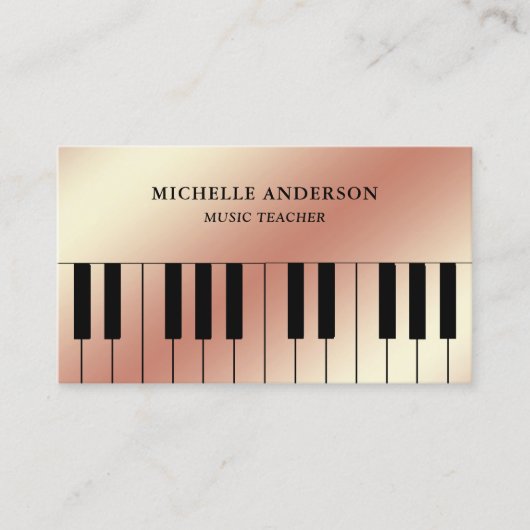 Roos Gold Foil Piano Toetsenbord Muzikant Pianist Visitekaartje (Voorkant)