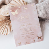 ROOS GOLD FOIL Pink Butterfly Sweet 16 Party Folie Uitnodiging