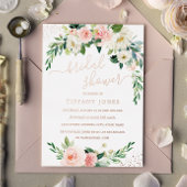 ROOS GOLD FOIL Pink Floral Vrijgezellenfeest Folie Folie Uitnodiging