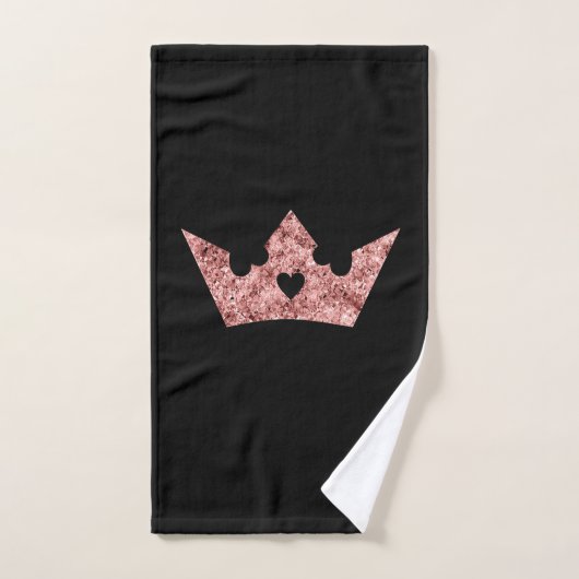 Roos Gold Foil Princess Crown op zwart Handdoek (Handdoek)