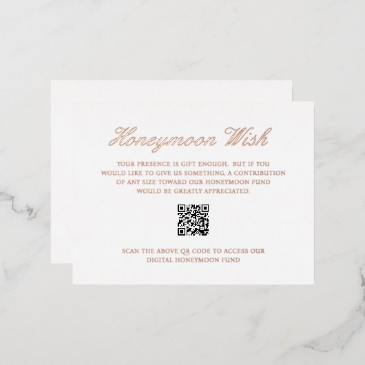 Roos Gold Foil QR Code Wedding Enclosure Kaart (Voorkant / Achterkant)