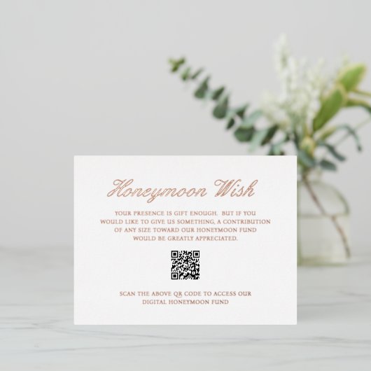 Roos Gold Foil QR Code Wedding Enclosure Kaart (Staand Voorkant)