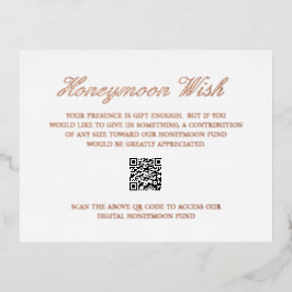 Roos Gold Foil QR Code Wedding Enclosure Kaart