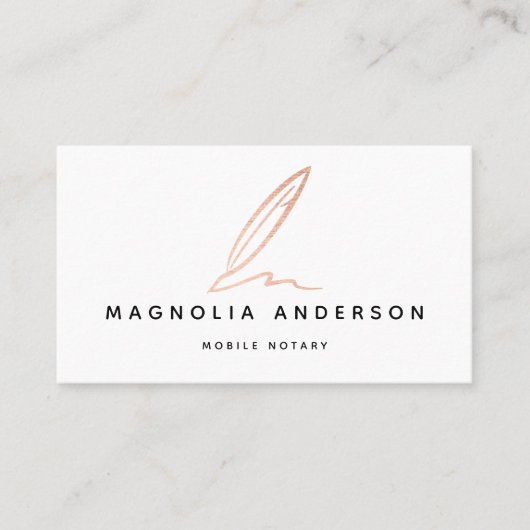 Roos Gold Foil Quill Visitekaartje Contactkaartje (Voorkant)