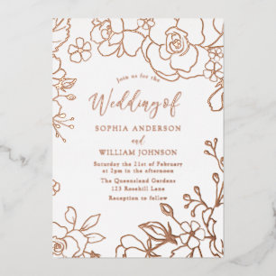 Roos Gold Foil Roos Gold Leaves Weddenschap Folie Uitnodiging