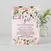ROOS GOLD FOIL Roze Blush Bloemen Baby shower Folie Uitnodiging (Staand Voorkant)