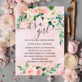 ROOS GOLD FOIL Roze Blush Bloemen Baby shower Folie Uitnodiging