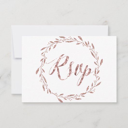 Roos Gold Foil RSVP-kaarten voor weddenschappen RSVP Kaartje (Voorkant)