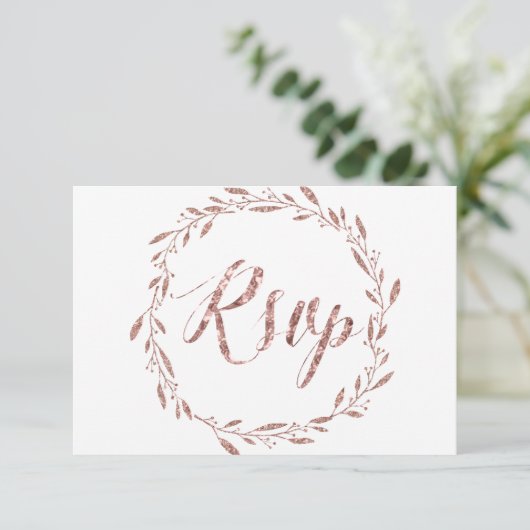 Roos Gold Foil RSVP-kaarten voor weddenschappen RSVP Kaartje (Staand voorkant)