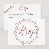 Roos Gold Foil RSVP-kaarten voor weddenschappen RSVP Kaartje (Voorkant / Achterkant)