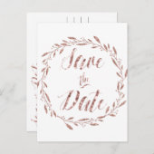 Roos Gold Foil Save the Date Briefkaarten Wreated (Voorkant / Achterkant)