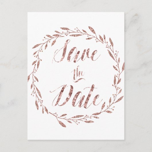 Roos Gold Foil Save the Date Briefkaarten Wreated (Voorkant)