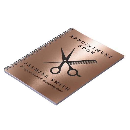 Roos Gold Foil schaar en Comb Logo Haarstylist Notitieboek (Linkerzijde)