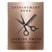 Roos Gold Foil schaar en Comb Logo Haarstylist Notitieboek (Voorkant)