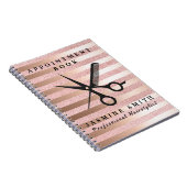 Roos Gold Foil schaar en Comb Logo Haarstylist Notitieboek (Rechterzijde)