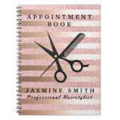 Roos Gold Foil schaar en Comb Logo Haarstylist Notitieboek (Voorkant)