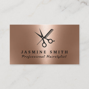 Roos Gold Foil schaar en Comb Logo Haarstylist Visitekaartje