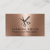 Roos Gold Foil schaar en Comb Logo Haarstylist Visitekaartje (Voorkant)