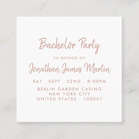 Roos Gold Foil & Script Bachelor Party Ticket (Voorkant)