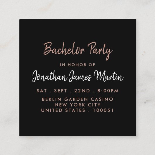 Roos Gold Foil & Script Bachelor Party Ticket (Voorkant)