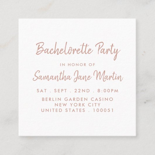 Roos Gold Foil & Script Bachelorette Party Ticket (Voorkant)