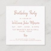Roos Gold Foil & Script Birthday Party Ticket (Voorkant)