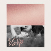 Roos Gold Foil Script Double Photo RSVP-kaart Visitekaartje (Buitenkant ongevouwen)